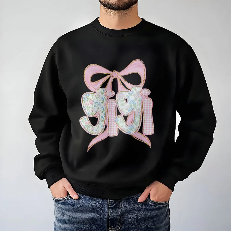 Gigi Sweatshirt | Coquette Bow Floral Graphic | Premium Cotton Blend | Mother's Day Gift for Grandma, Baby Announcement