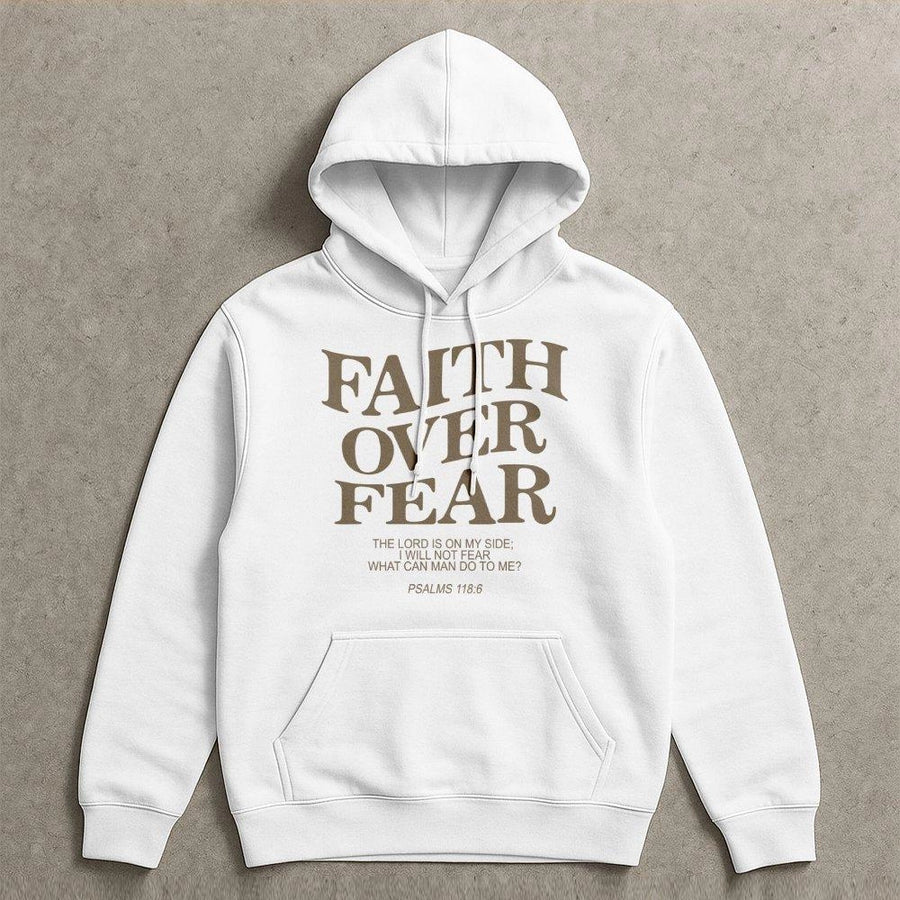 Faith Over Fear Hoodie | Psalms 118:6 Bible Verse Graphic | Premium Cotton-Blend Comfort | Religious Gift for Men and Women
