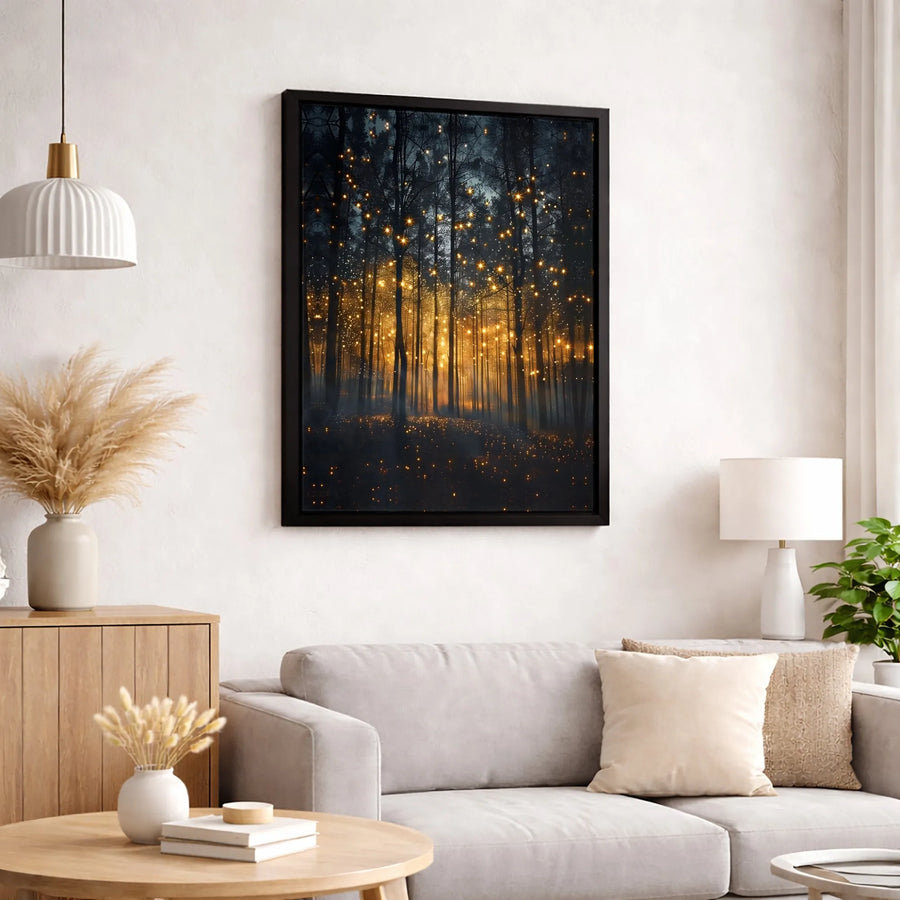Enchanted Forest Canvas Print | Magical Firefly Glowing Woods Wall Art | Premium Gallery-Wrapped Decor | Whimsical Nature Lover Gift