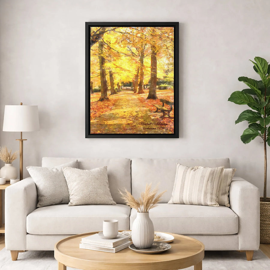Walsall Arboretum Canvas Wall Art | Autumn Park Pathway Painting | Premium Gallery-Wrapped Print | Nature Decor Gift for Home Office