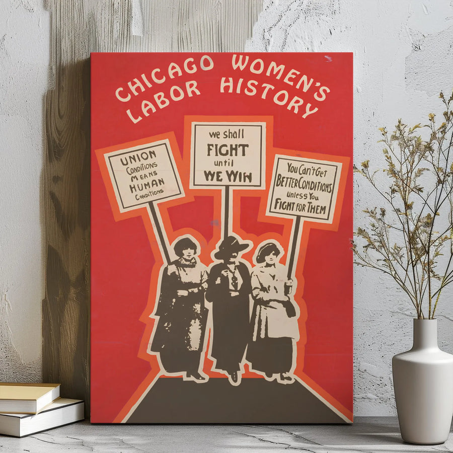 Chicago Labor History Canvas | Women Protest Art Print | Premium Gallery Wrap Wall Decor | Feminist Historical Gift for Activists and Teachers
