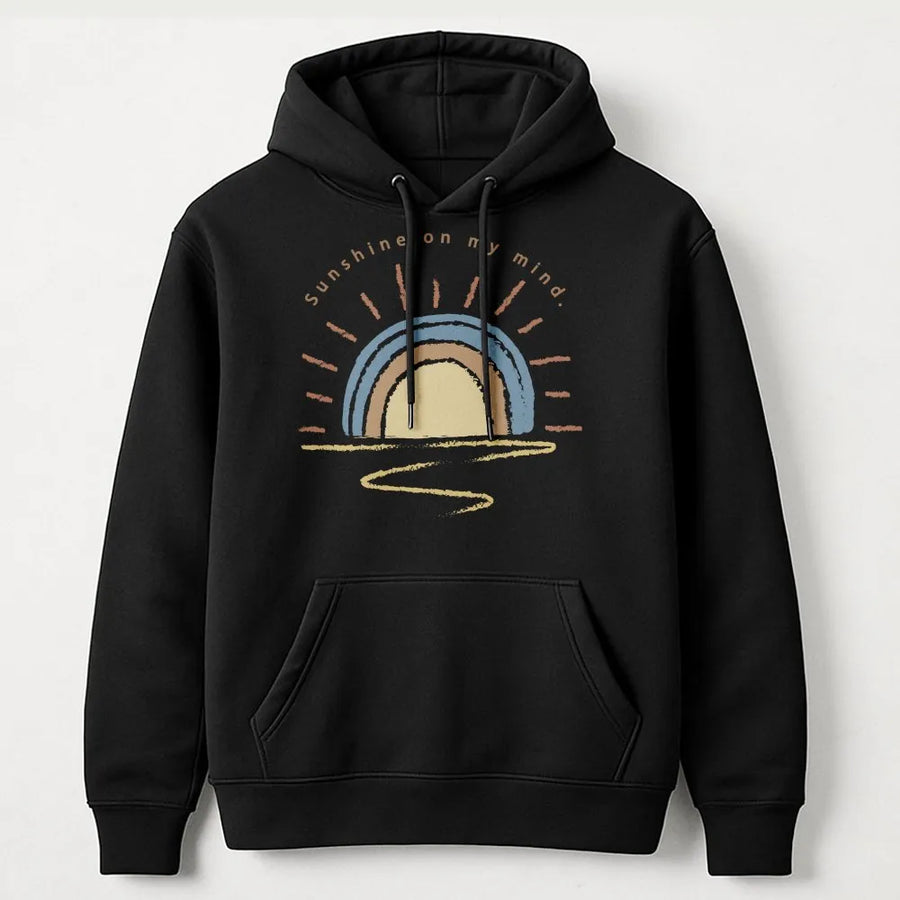 Sunshine On My Mind Hoodie | Retro Boho Sun Graphic | Premium Comfort Colors Tee | Summer Vacation Gift for Women