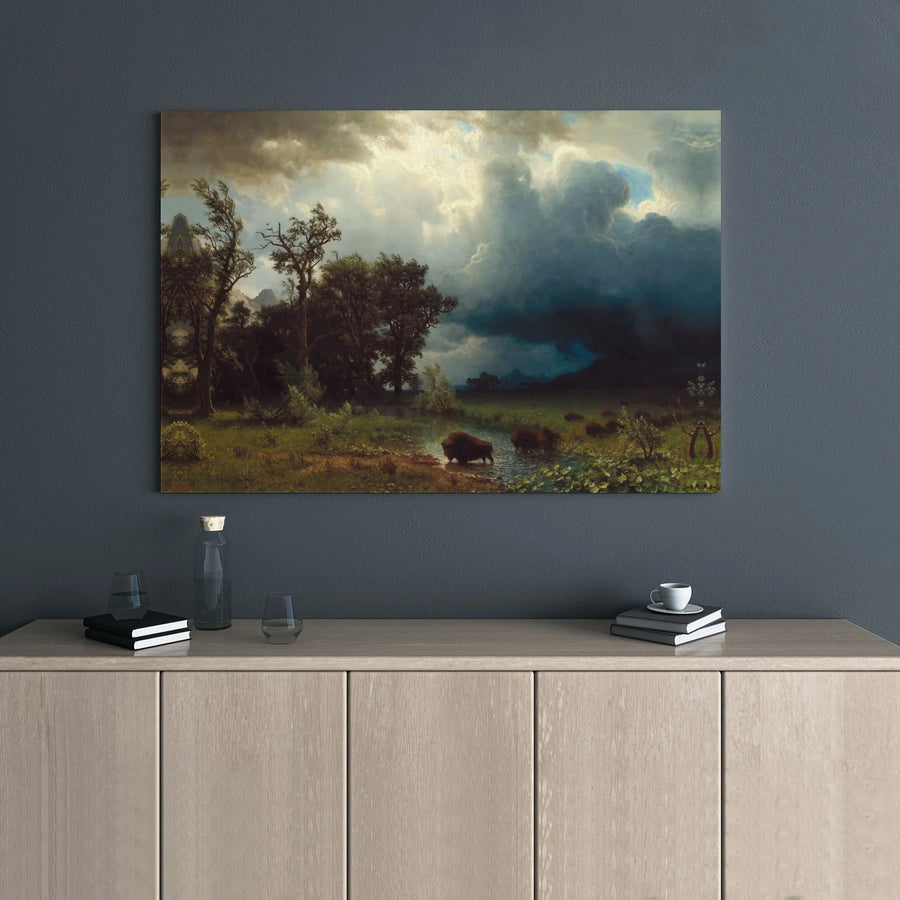 The Buffalo Trail Canvas Print by Albert Bierstadt | Large Western Landscape Wall Art | Premium 1.25" Gallery Wrap | Nature Lover Home Decor Gift