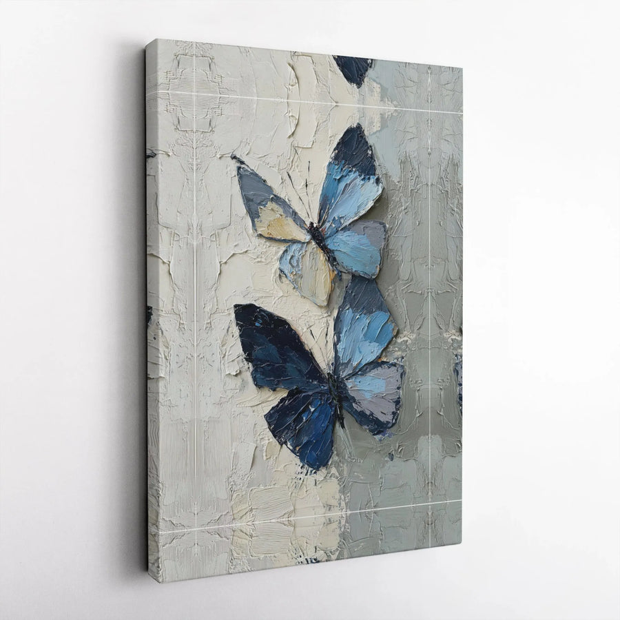Blue Butterfly Canvas Wall Art | 3D Textured Impasto Style Print | Premium 1.25" Thick Canvas | Modern Farmhouse Decor Gift for Nature Lover