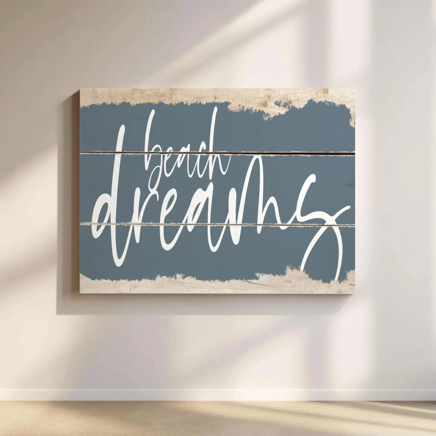 Beach Dreams Canvas Wall Art | Coastal Typography Home Decor | Premium Fade-Resistant Gallery Print | Relaxing Bedroom & Living Room Gift
