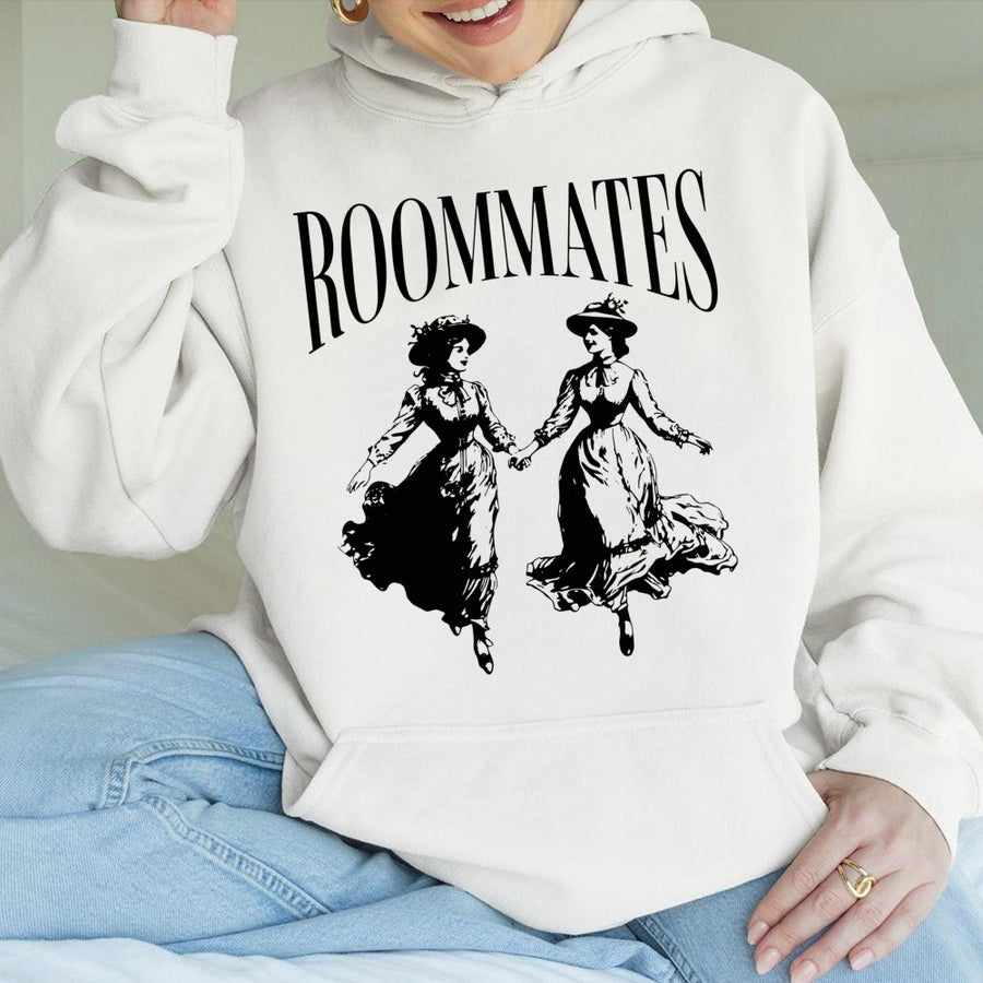 Roommates Hoodie | Vintage Aesthetic Lesbian Pride Graphic | Premium Cotton Blend | Gift For LGBTQ Couple And Pride Month