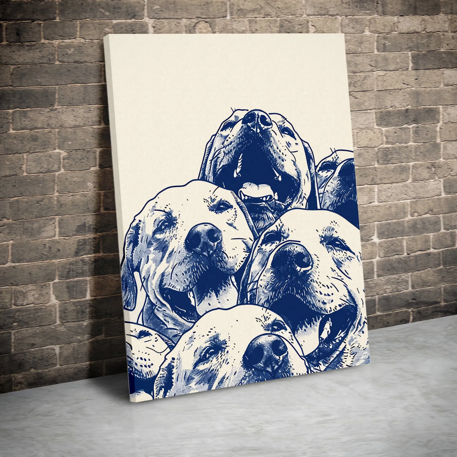 Happy Dogs Canvas Wall Art | Modern Minimalist Pet Sketch | Premium 1.25" Thick Gallery Wrap | Gift for Dog Lover, Vet Office Decor