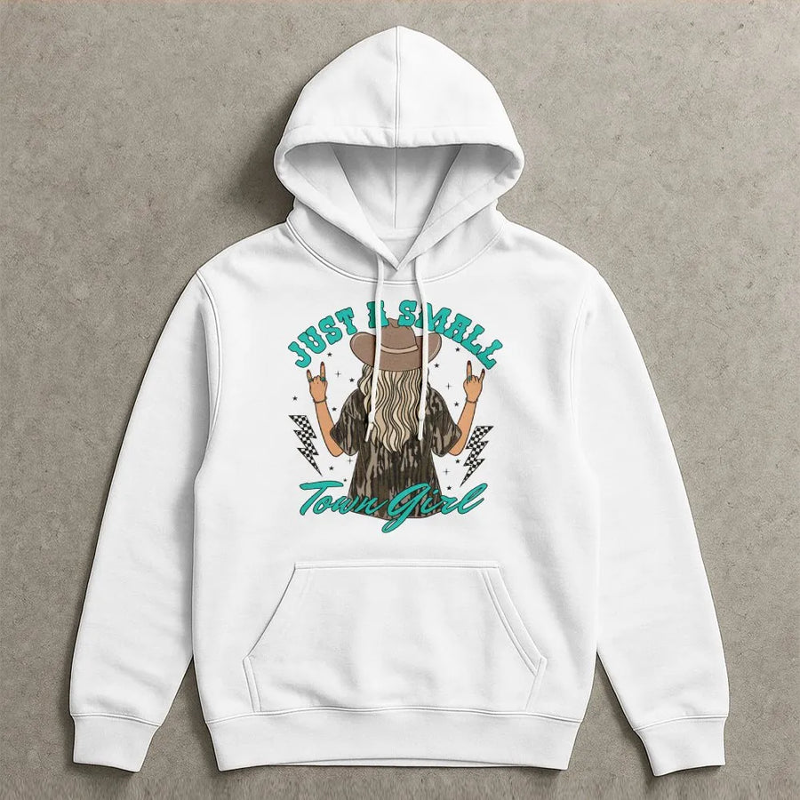 Small Town Girl Graphic Hoodie | Western Cowgirl Aesthetic Design | Premium Cotton Blend | Country Music Lover Gift for Her