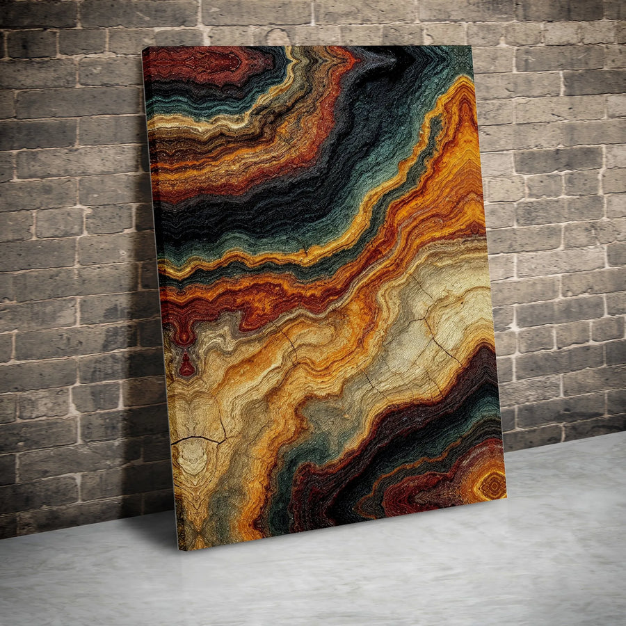 Abstract Earthy Geode Wall Art | Large Agate Stone Texture Print | Gallery-Quality Stretched Canvas | Modern Home & Office Decor Gift