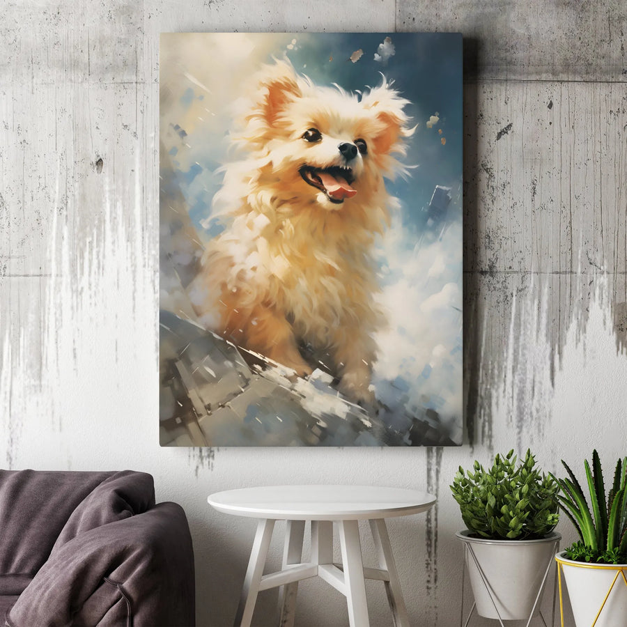 Pomeranian Dog Canvas Wall Art | Painterly Impressionist Portrait | Premium Gallery Wrapped Decor | Gift for Dog Lovers