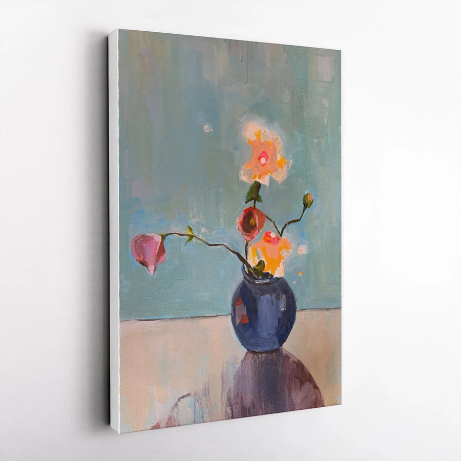 Abstract Floral Canvas Wall Art | Modern Impressionist Still Life Painting | Premium Gallery Wrapped Canvas | Living Room Home Decor Gift