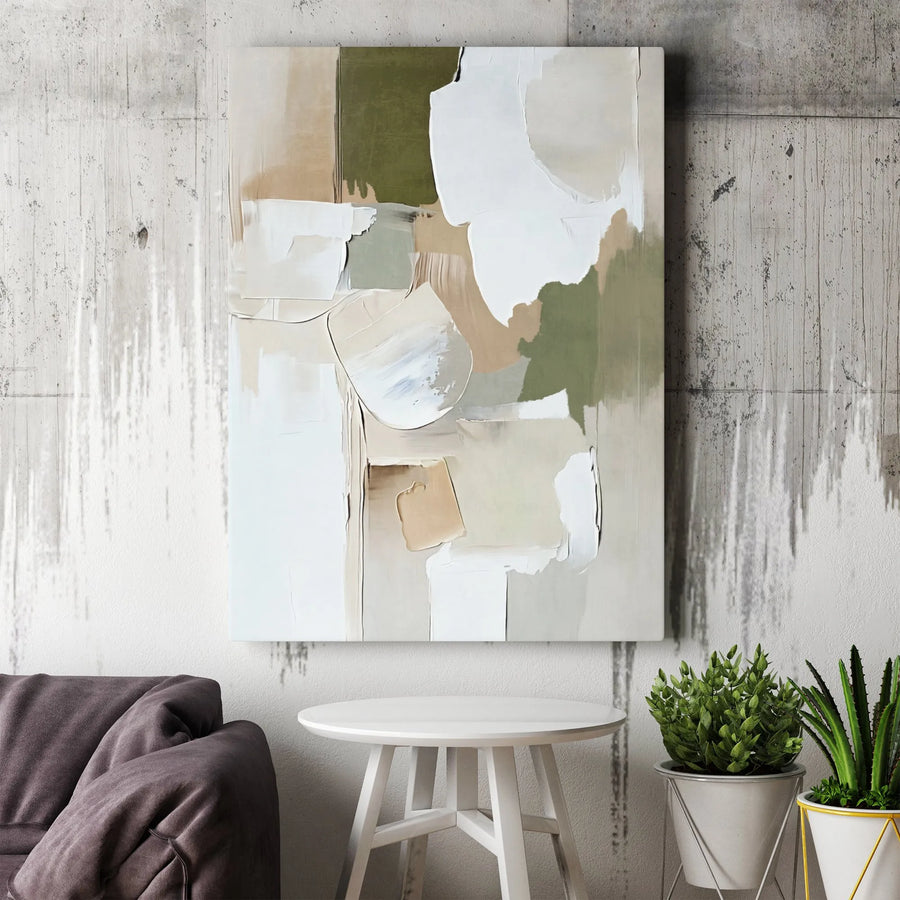 Abstract Textured Vertical Canvas | Minimalist Earth Tone Wall Art | Premium 1.25" Thick Gallery Print | Contemporary Home & Office Decor Gift