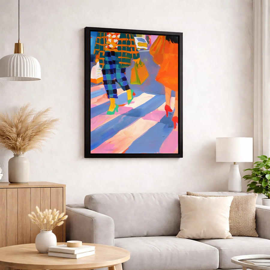 Fashion Shopping Canvas Print | Abstract Street Style Art | Gallery-Quality 1.25" Profile | Chic Wall Decor for Trendy Home or Office