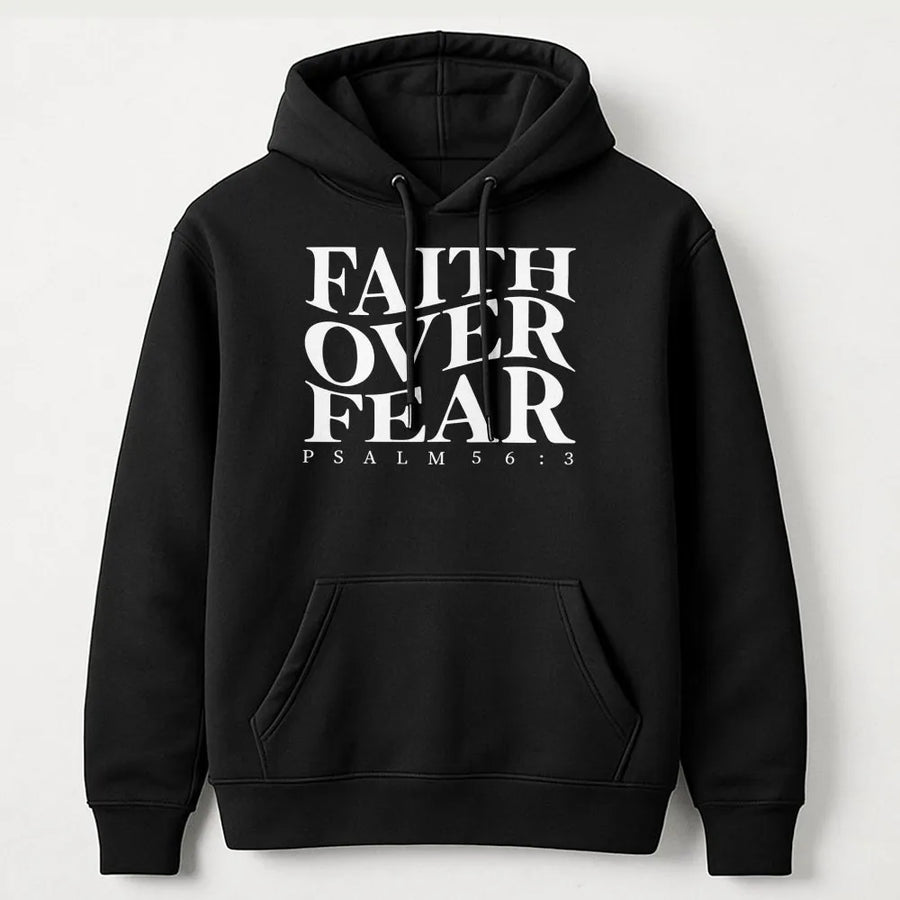 Faith Over Fear Hoodie | Psalm 56:3 Scripture Graphic Design | Premium Cotton Blend | Christian Religious Gift for Men and Women