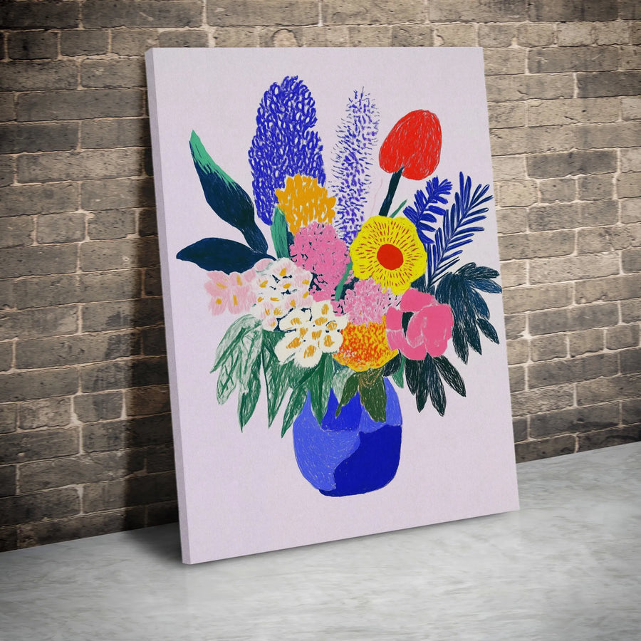 Abstract Floral Bouquet Canvas Art | Colorful Modern Flower Painting | Premium Gallery Wrap Print | Home Decor Wall Art Gift for Living Room