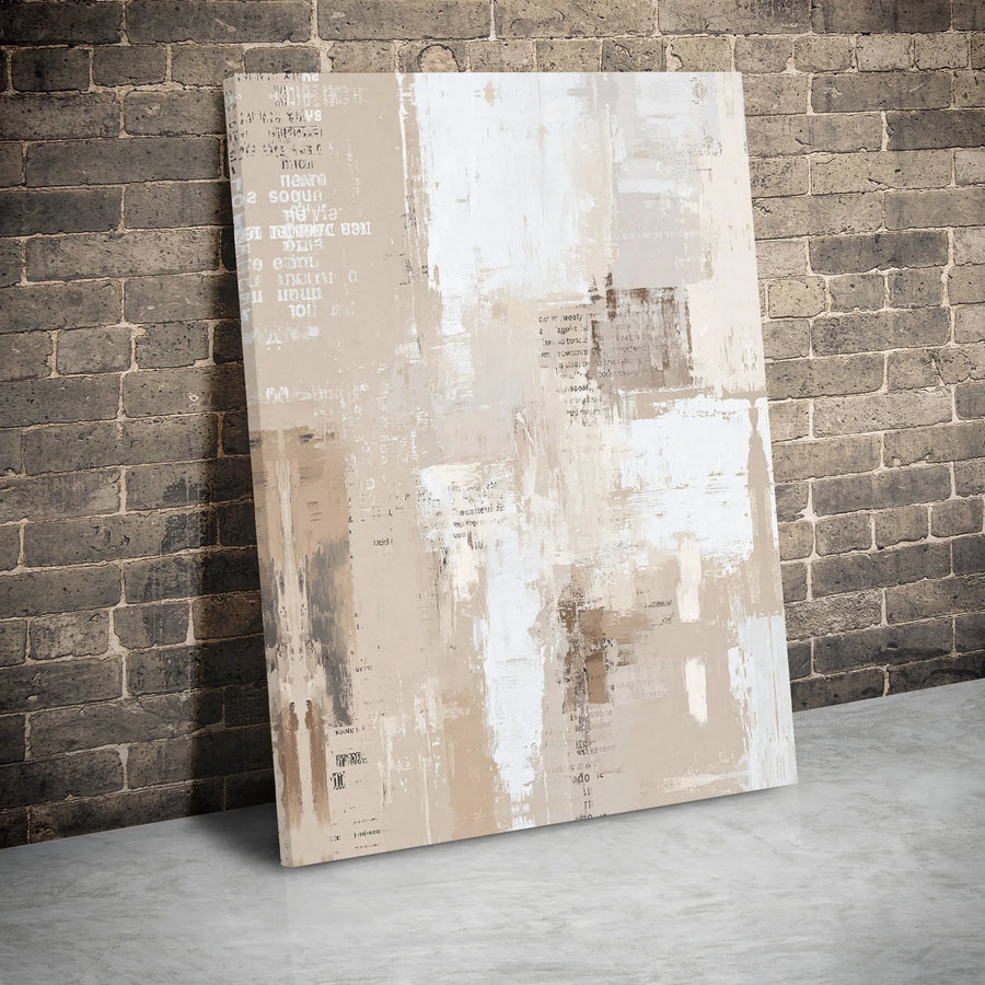 Neutral Abstract Canvas Art | Beige and White Textured Painting | 1.25 Inch Gallery Wrap Wall Decor | Modern Minimalist Home Office Statement Piece