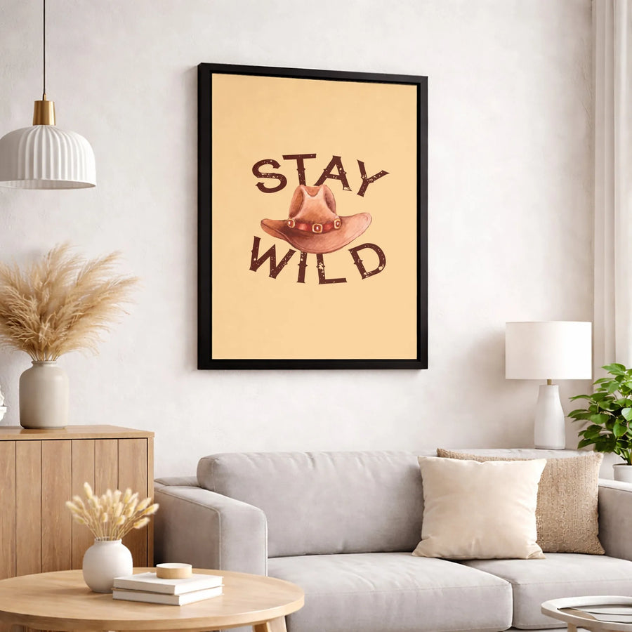 Stay Wild Cowboy Hat Canvas Wall Art | Western Boho Decor Print | Premium Gallery-Wrapped Canvas | Rustic Aesthetic Gift for Cowgirl Lovers