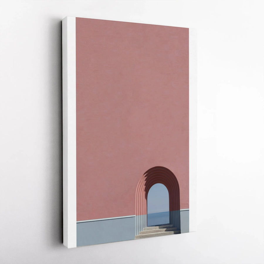 Minimalist Architectural Canvas Print | Archway to Ocean Scenery | Premium Gallery Wrapped Canvas | Modern Home & Office Decor