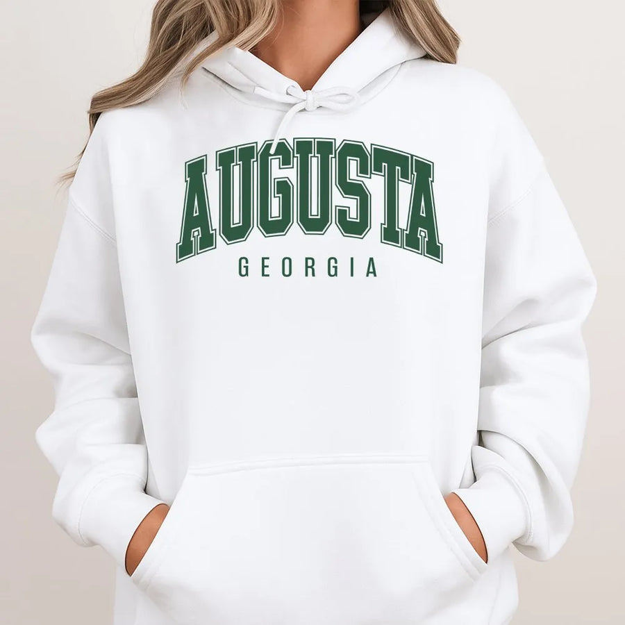 Augusta Georgia Hoodie | Vintage College Font Golf Crewneck | Premium Cotton Blend | Augusta GA Souvenir Gift for Men and Women