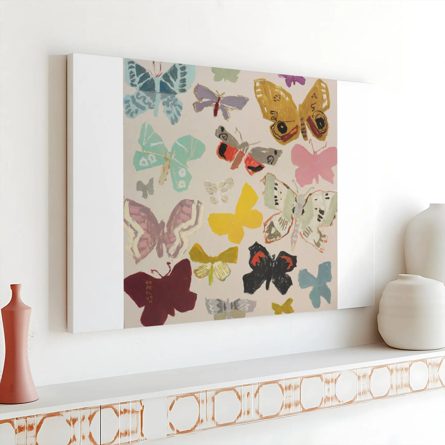 Butterfly Canvas Wall Art | Modern Vintage Butterfly Collection Print | Premium Gallery Wrapped Canvas | Minimalist Home Decor Gift