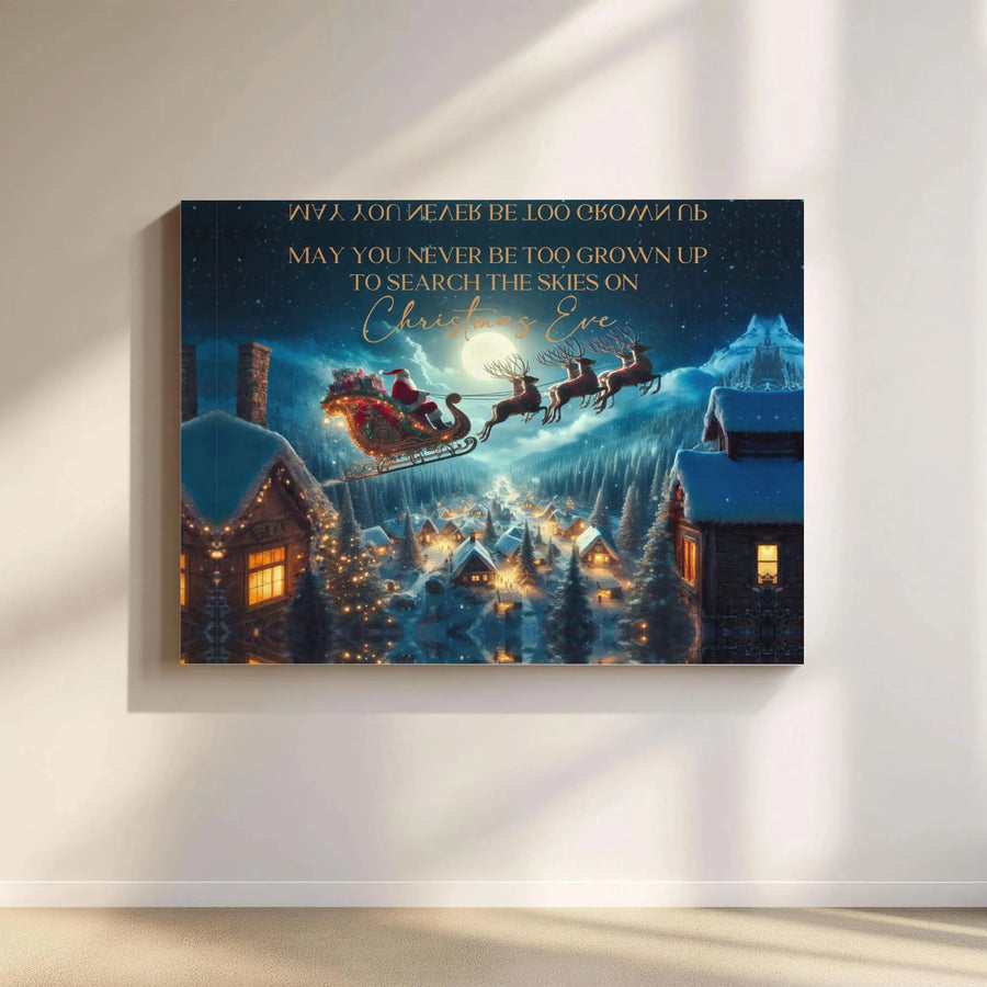 Christmas Eve Santa Sleigh Canvas Wall Art | Whimsical Holiday Quote Decor | Premium Gallery Wrap Print | Magical Winter Gift for Families