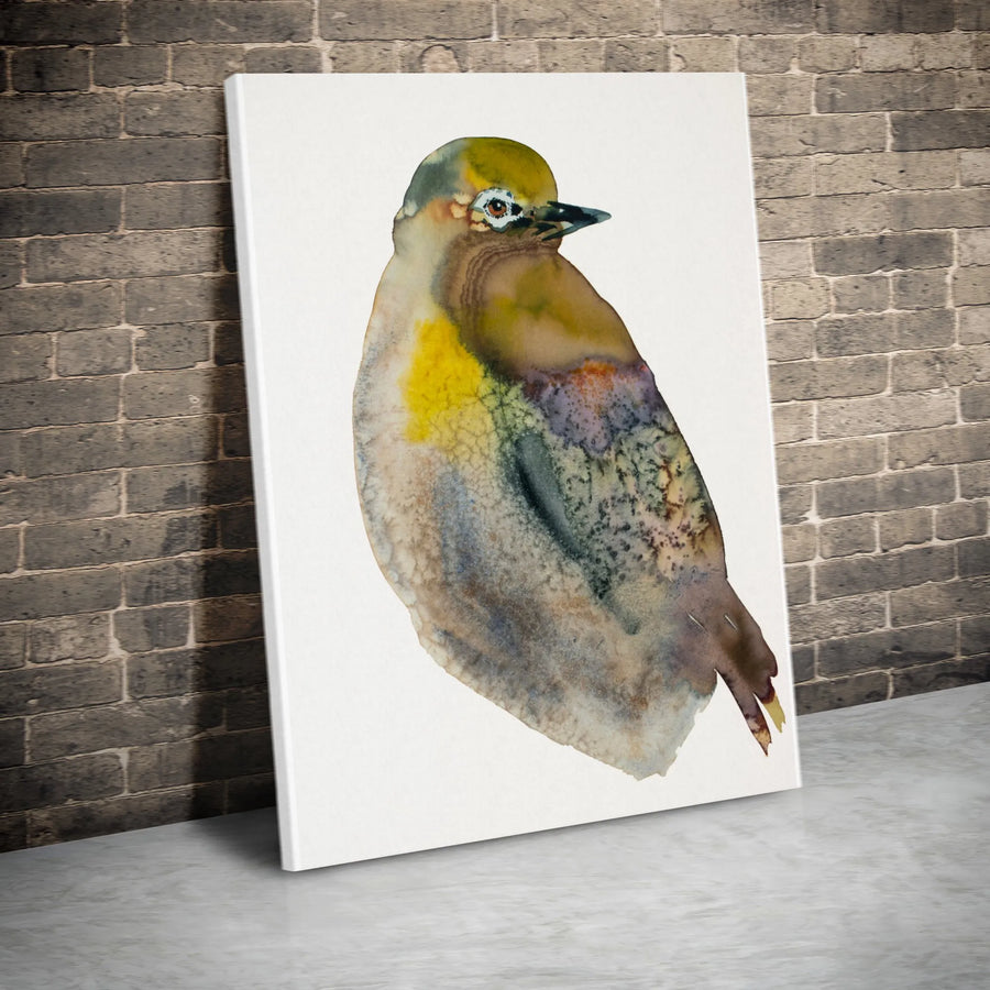 Watercolor White-Eye Bird Canvas | Minimalist Painting Wall Art | Premium 1.25" Thick Gallery Wrap | Nature Lover Home Decor Gift