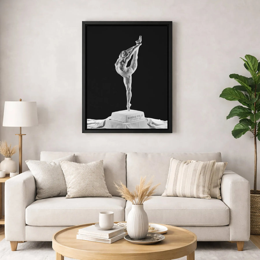 Dancer Sculpture Canvas Print | Black and White Ballet Art | Gallery Wrapped 1.25" Profile | Elegant Modern Home Decor Wall Art