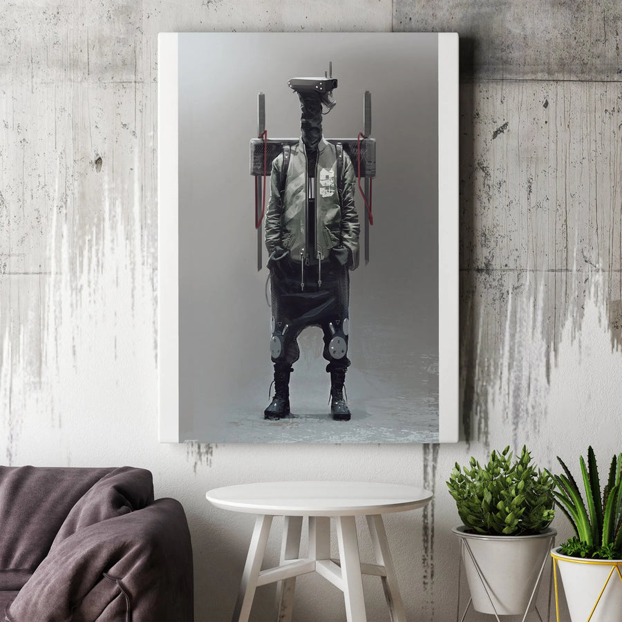 Cyberpunk Robot Canvas Wall Art | Futuristic Sci-Fi Character Print | Premium Gallery Wrapped Canvas | Gamer Room & Office Decor Gift
