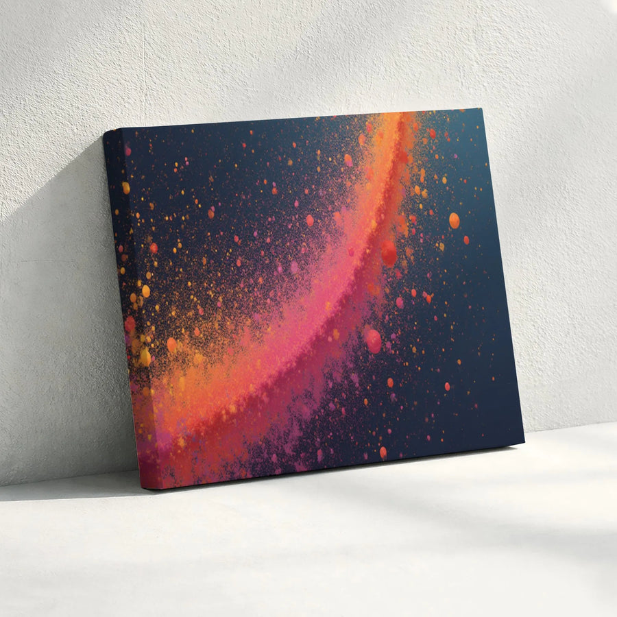 Abstract Cosmic Splatter Wall Art | Vibrant Pink and Orange Galaxy Print | 1.25 Inch Premium Gallery Canvas | Modern Home Decor Gift