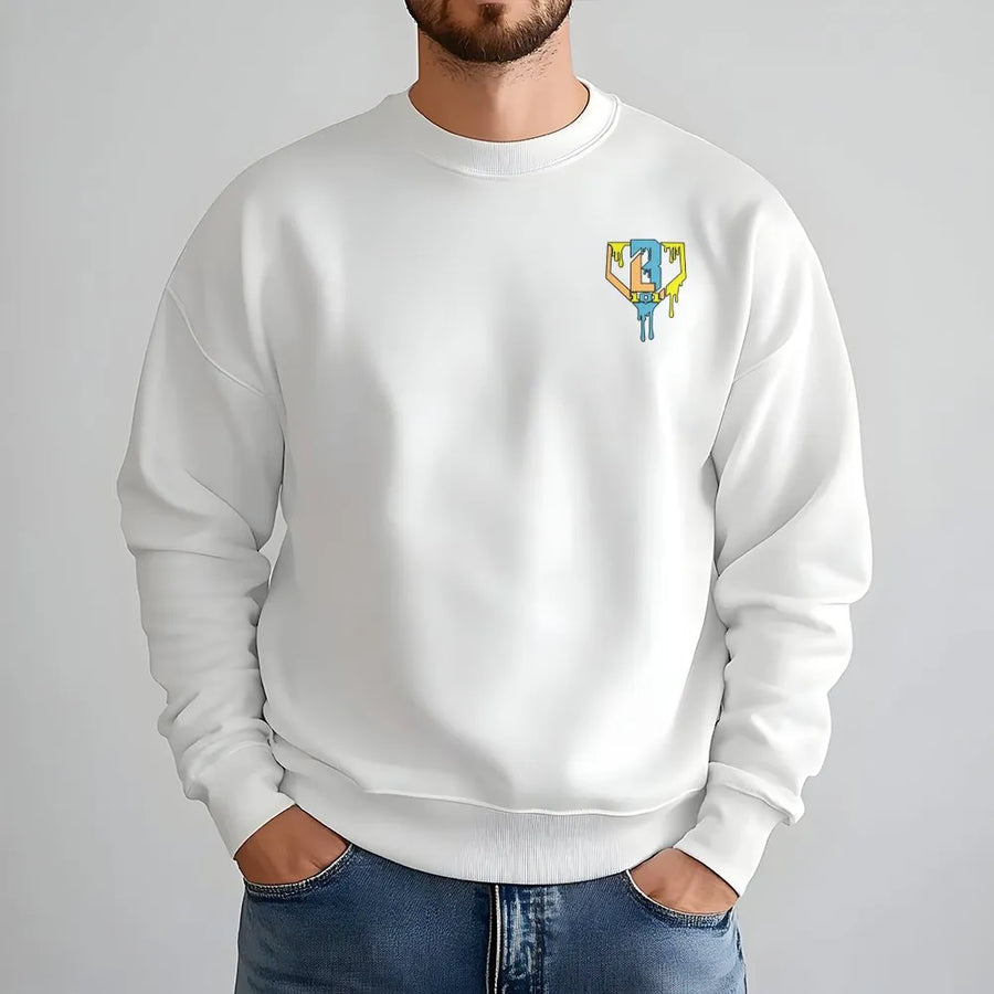 Abstract Paint Drip Sweatshirt | Minimalist Geometric Chest Logo Pullover | Premium Soft Cotton Blend | Unisex Modern Streetwear Gift