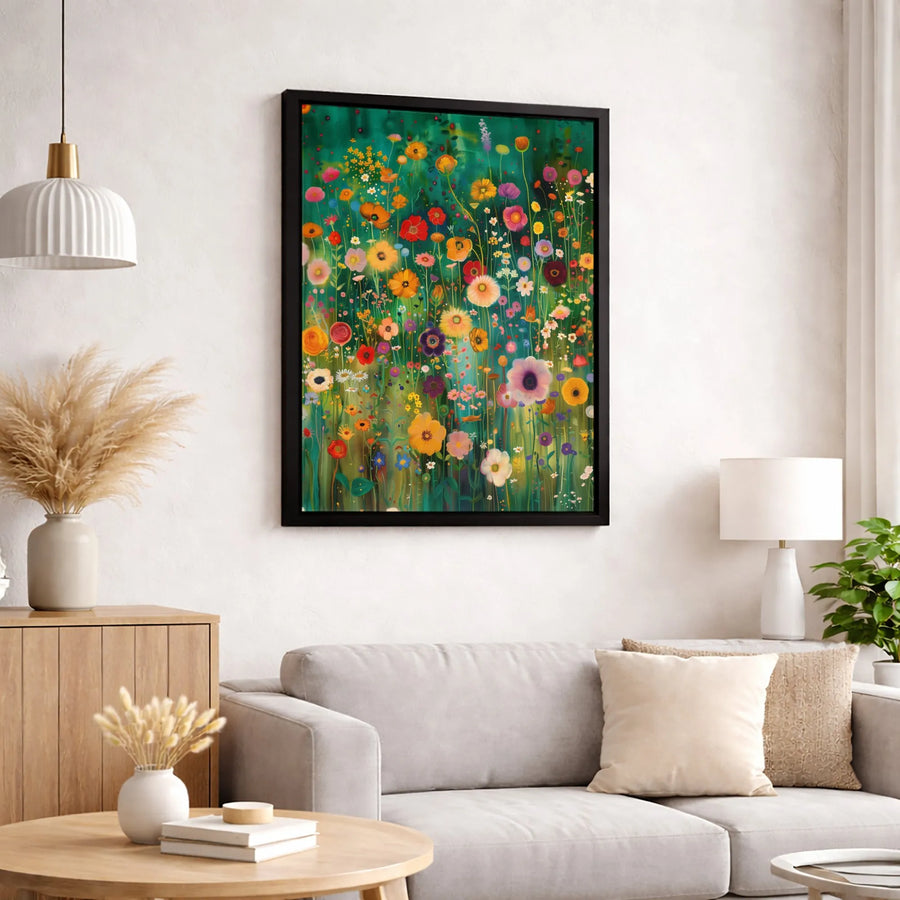 Wildflower Meadow Canvas Print | Colorful Botanical Garden Wall Art | Premium Gallery Wrapped Decor | Nature Lover Gift Home Office Decor