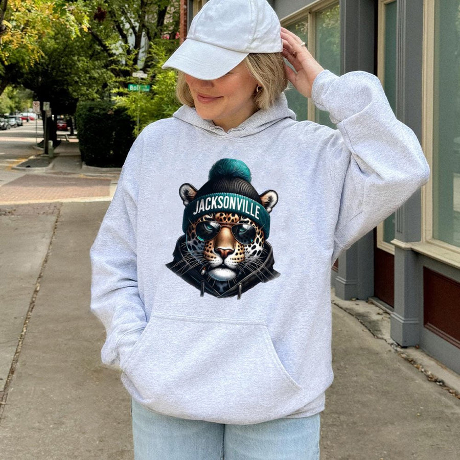 Jacksonville With Cool Jaguar Mascot Wearing Beanie And Sunglasses Hoodie