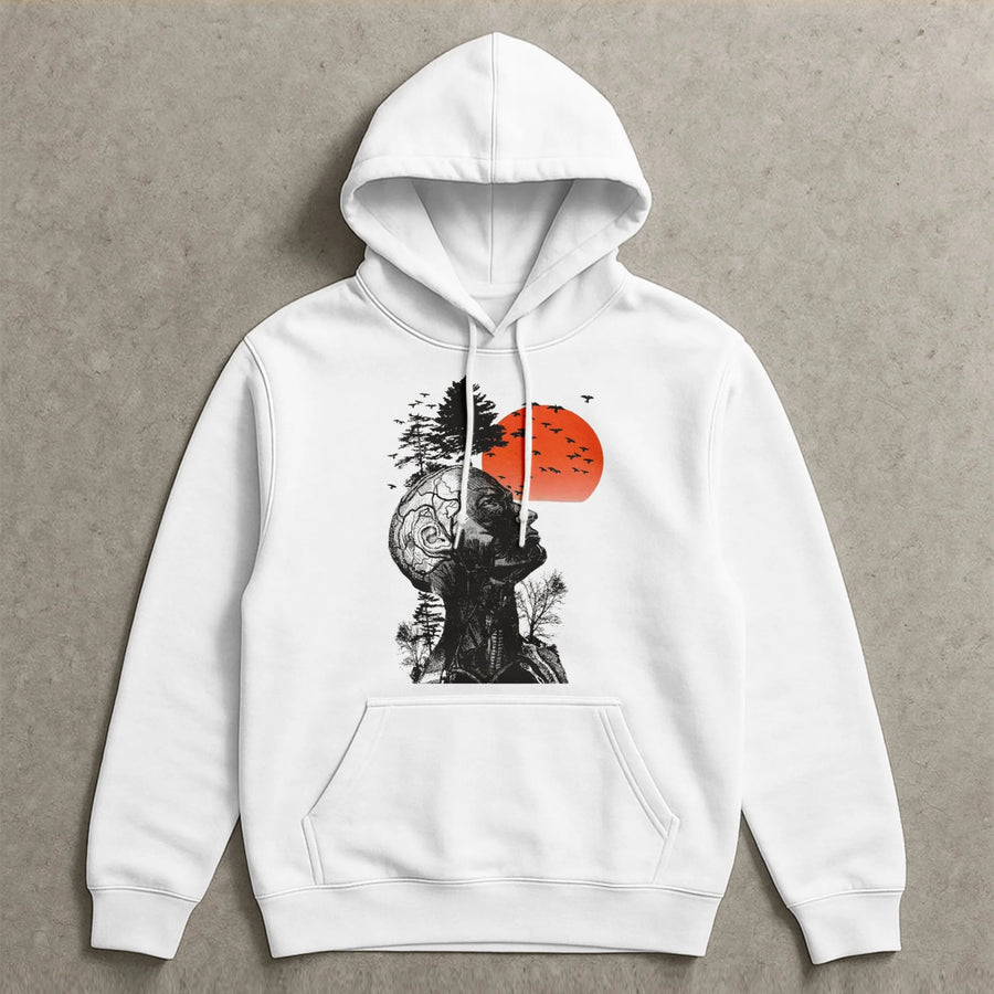 Surreal Anatomical Head Hoodie | Artistic Human Anatomy Silhouette Art | Premium Cotton Blend | Unique Graphic Gift for Science and Art Lovers