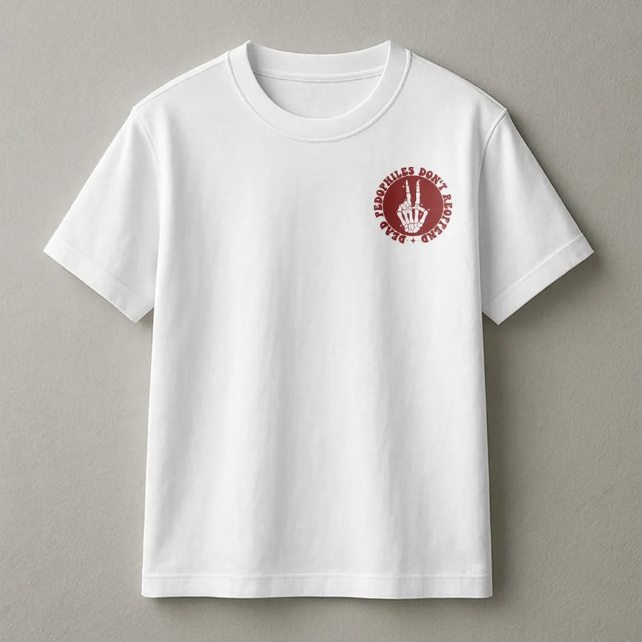 Activist Statement T-Shirt | Dead Don't Reoffend Skeleton Hand Graphic | Premium Cotton Blend | Unisex Political Justice Gift