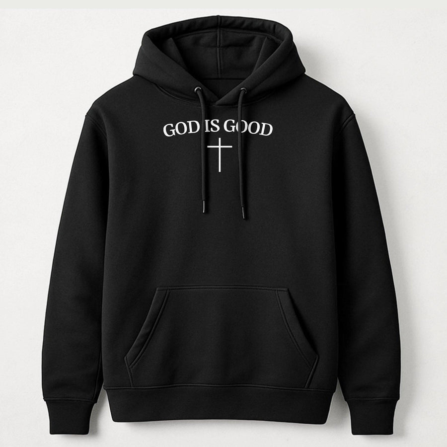 God Is Good Hoodie | Minimalist Cross Faith Graphic | Premium Cotton Blend | Religious Christian Gift For Men And Women