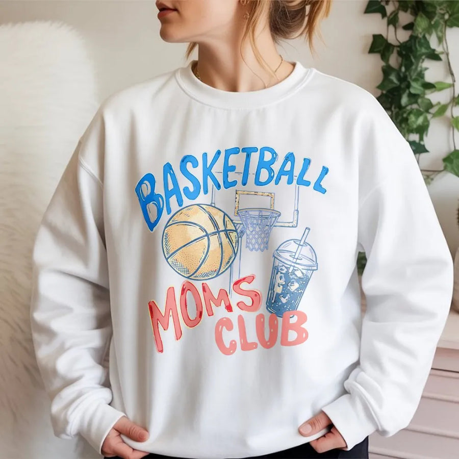 Basketball Mom Sweatshirt | Gameday Doodle Graphic | Soft Cozy Crewneck | Proud Basketball Parent Gift