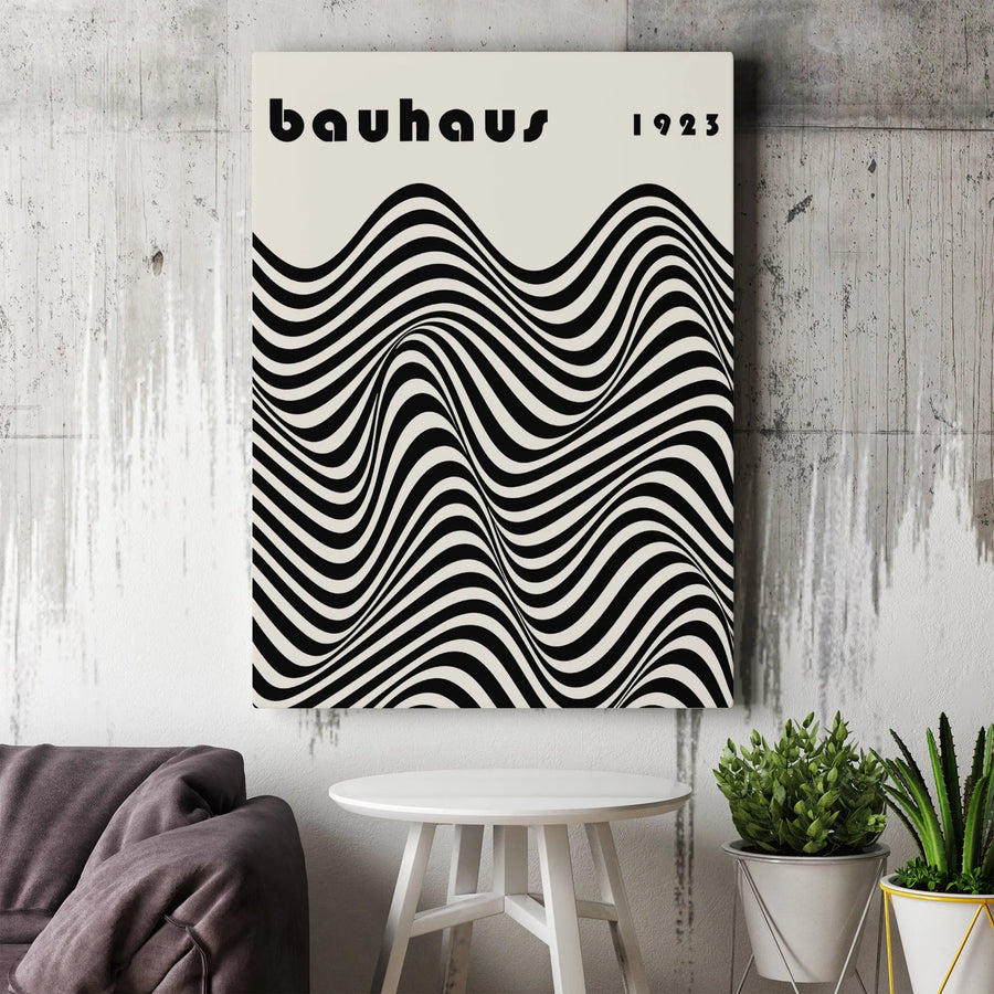 Bauhaus 1923 Canvas Print | Minimalist Abstract Wave Wall Art | Premium Thick Gallery Canvas | Modern Home & Office Decor Gift