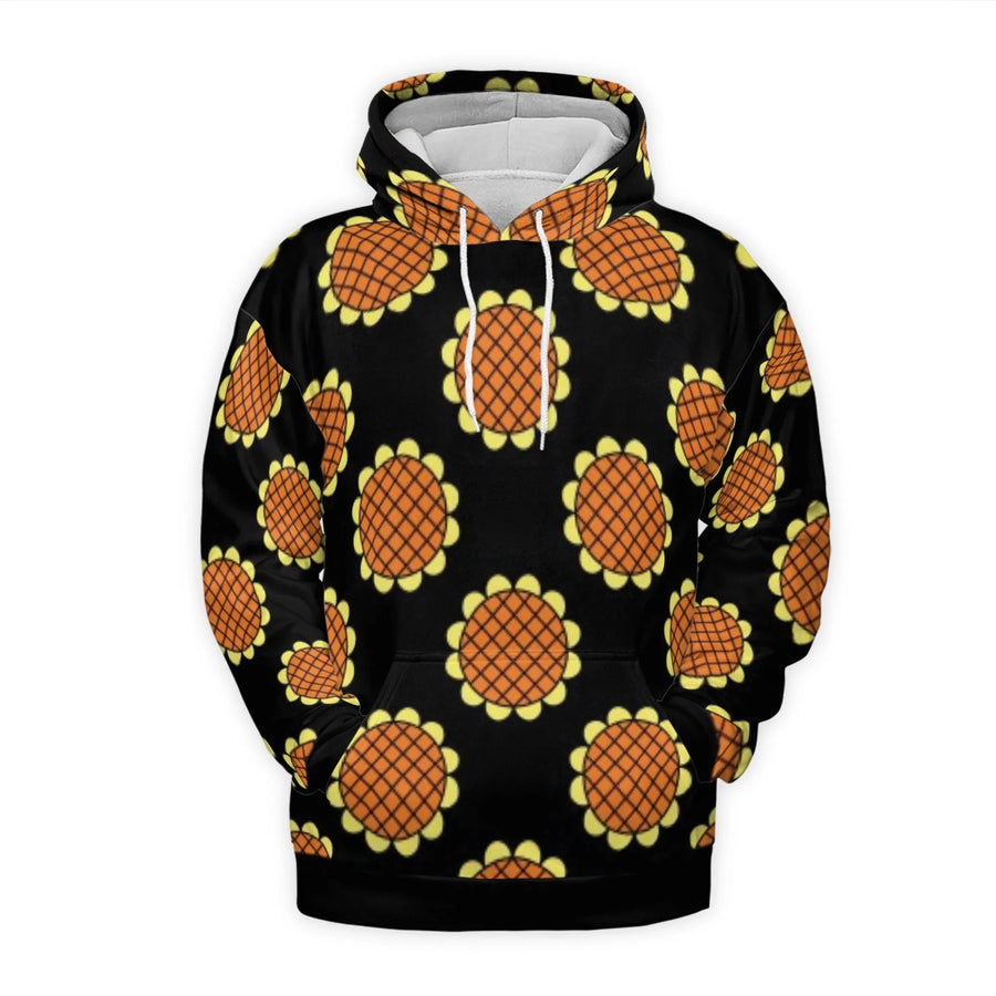 Sunflower Print 3D Hoodie | All-Over Floral Graphic Pullover | Brushed Fleece Polyester | Unisex Casual Gift for Nature Lovers