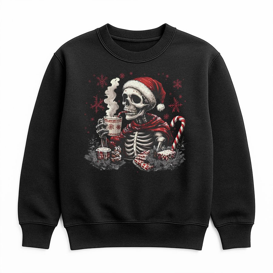 Skeleton Santa Sweatshirt | Cozy Christmas Skull Graphic | Premium Cotton Blend Crewneck | Funny Holiday Gift for Men and Women