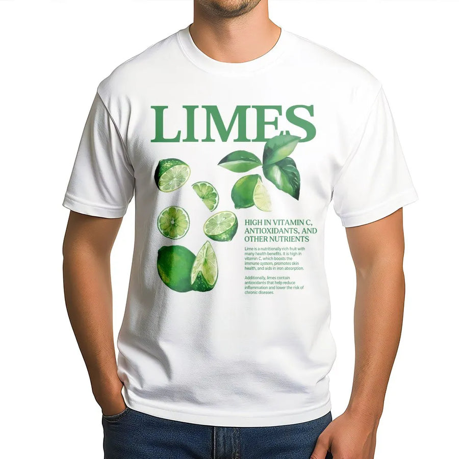 Botanical Lime T-Shirt | Y2K Aesthetic Fruit Graphic | Premium Cotton Tee | Gift for Foodies and Health Enthusiasts