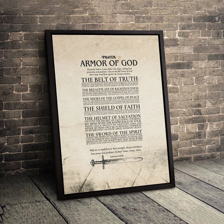 Armor Of God Canvas Print | Ephesians 6:10-18 Bible Verse Wall Art | Premium Gallery-Wrapped Christian Decor | Spiritual Gift For Home Or Office