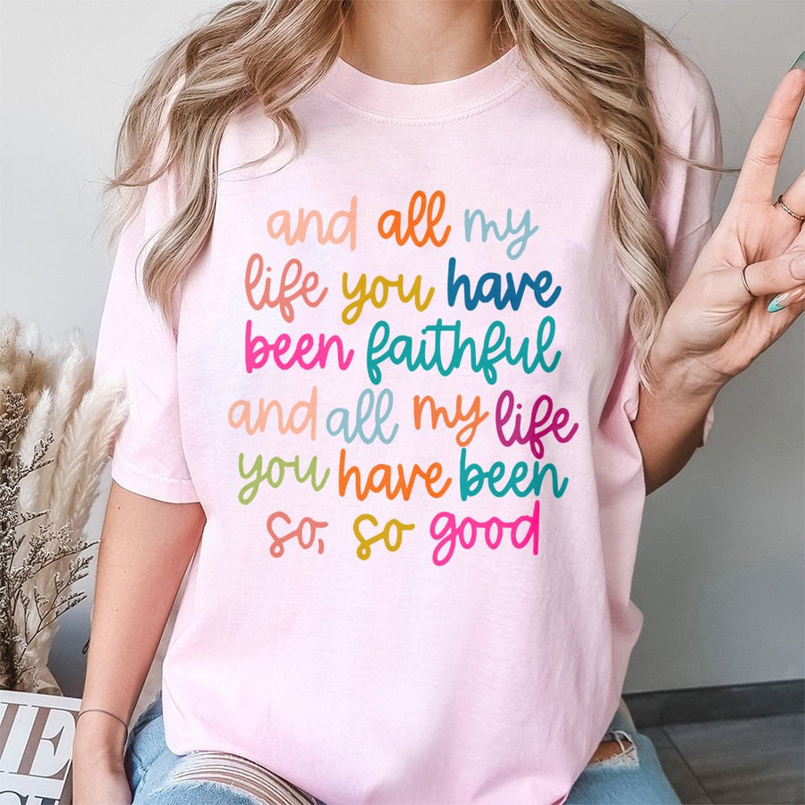 Faithful Christian T-Shirt | Retro Colorful Aesthetic Typography Graphic | Premium 100% Cotton | Religious Gift for Women and Men