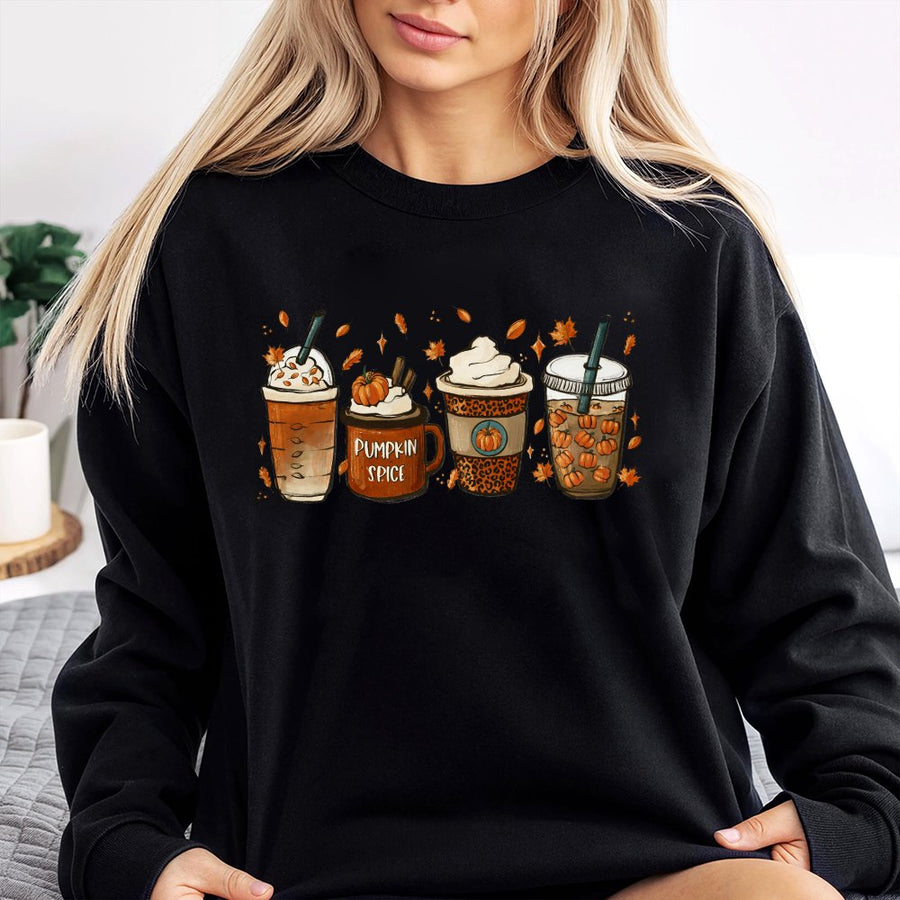 Pumpkin Spice Sweatshirt | Cozy Coffee Fall Aesthetic Design | Premium Cotton Polyester Blend | Autumn Outfit Gift for Women & Coffee Lovers