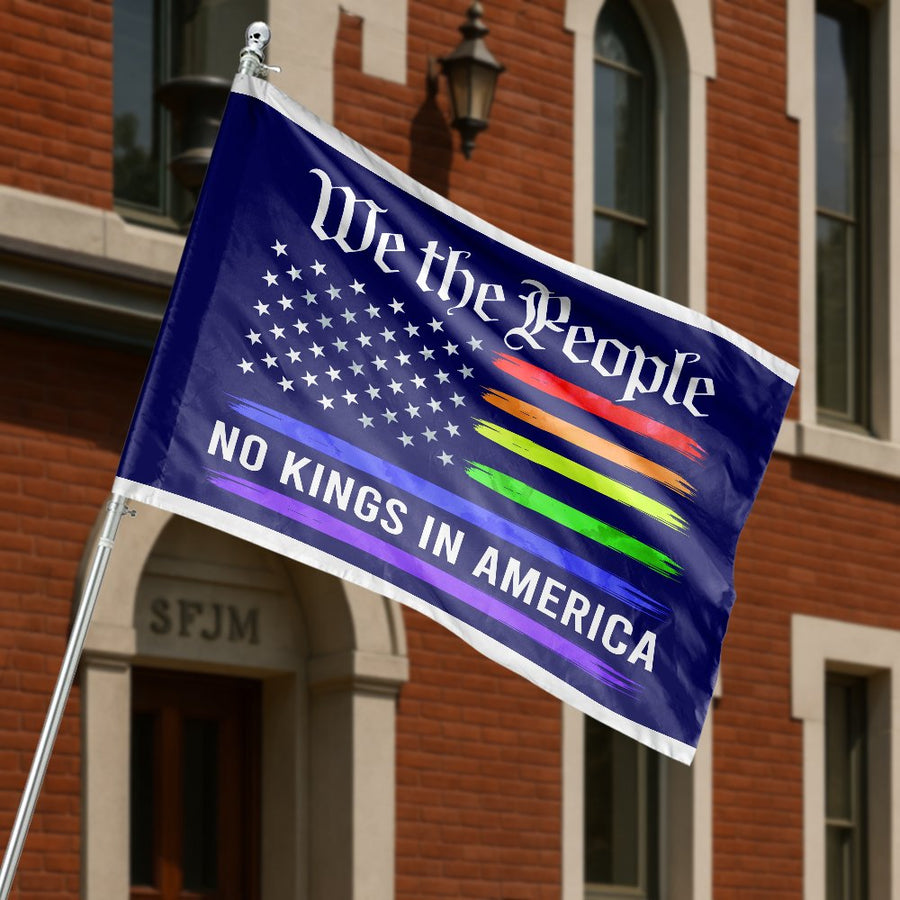 No Kings In America House Flag | We The People Pride Design | Durable Premium Polyester | Patriotic LGBTQ+ Garden Decor Gift