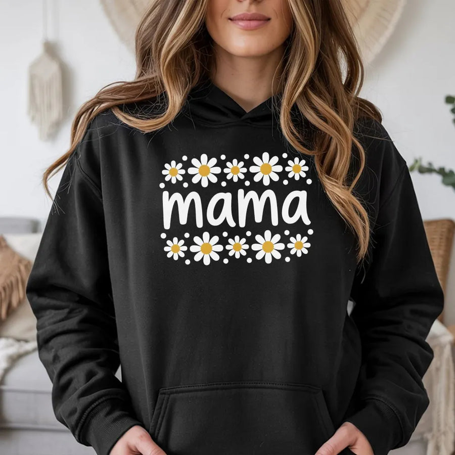 Floral Mama Hoodie | Cute Daisy Graphic Crewneck | Premium Soft Cotton Blend | Mother's Day Gift for New Mom