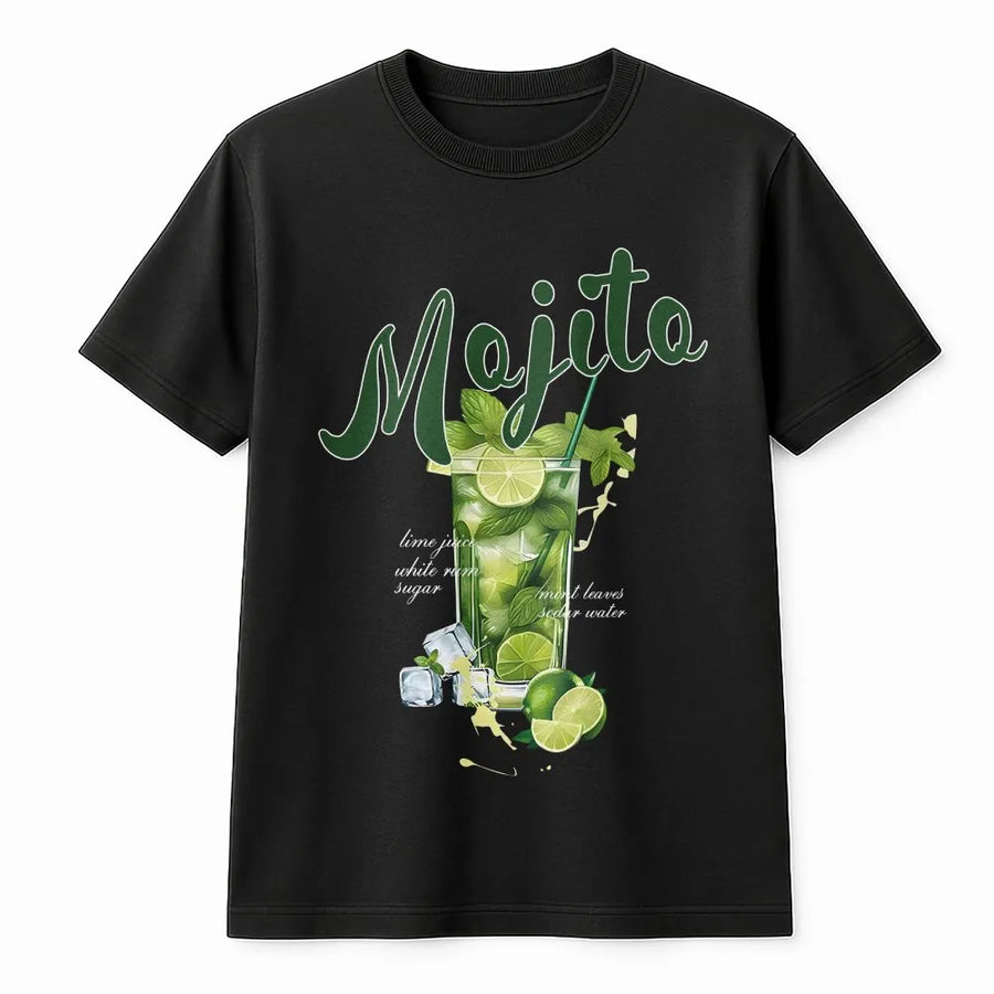 Mojito Cocktail T-Shirt | Summer Drink Graphic Tee with Recipe Print | Premium Soft Cotton | Unique Gift for Bartender or Mixologist