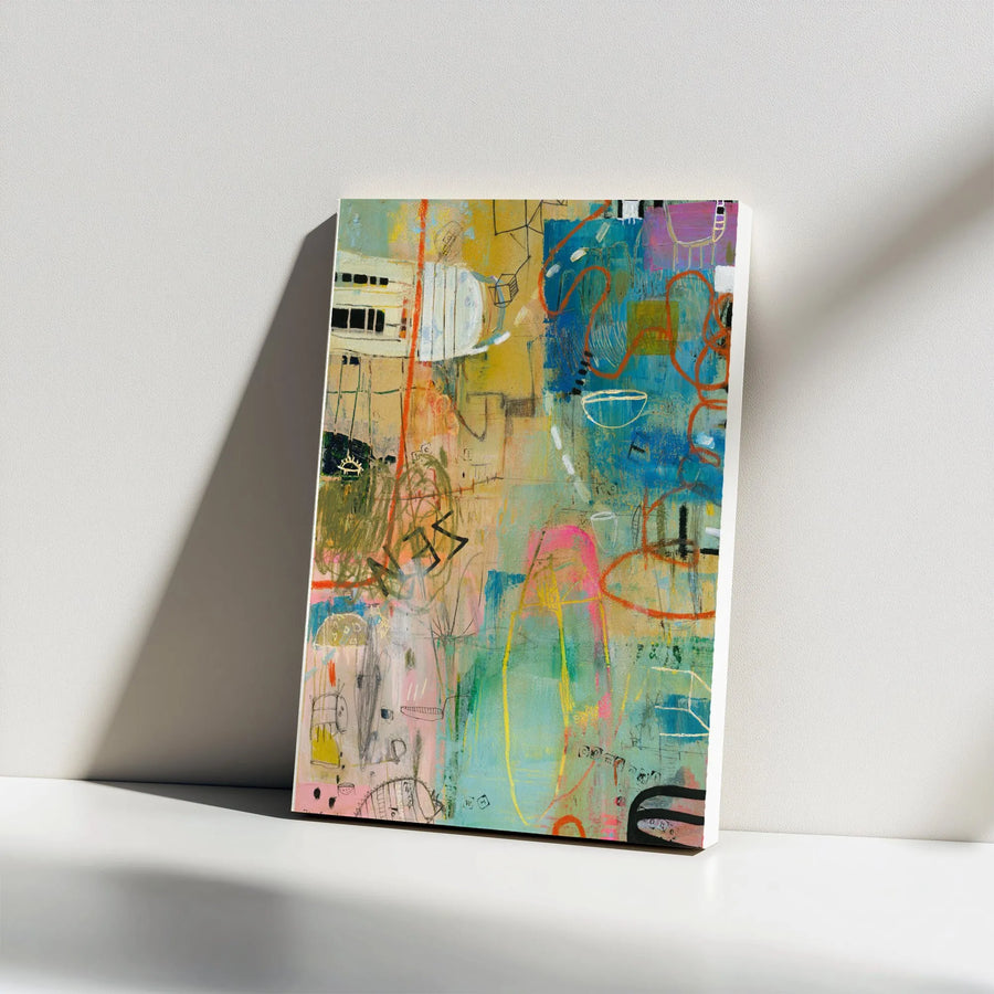 Modern Abstract Canvas Wall Art | Colorful Street Art Style Painting | Premium Fade-Resistant Print | Large Eclectic Home Decor Gift