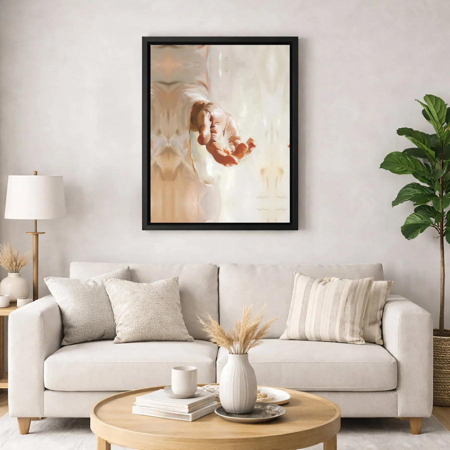 Jesus Hand Reaching Out Canvas Art | Religious Christian Wall Decor | Gallery-Quality 1.25" Profile Print | Spiritual Home Gift
