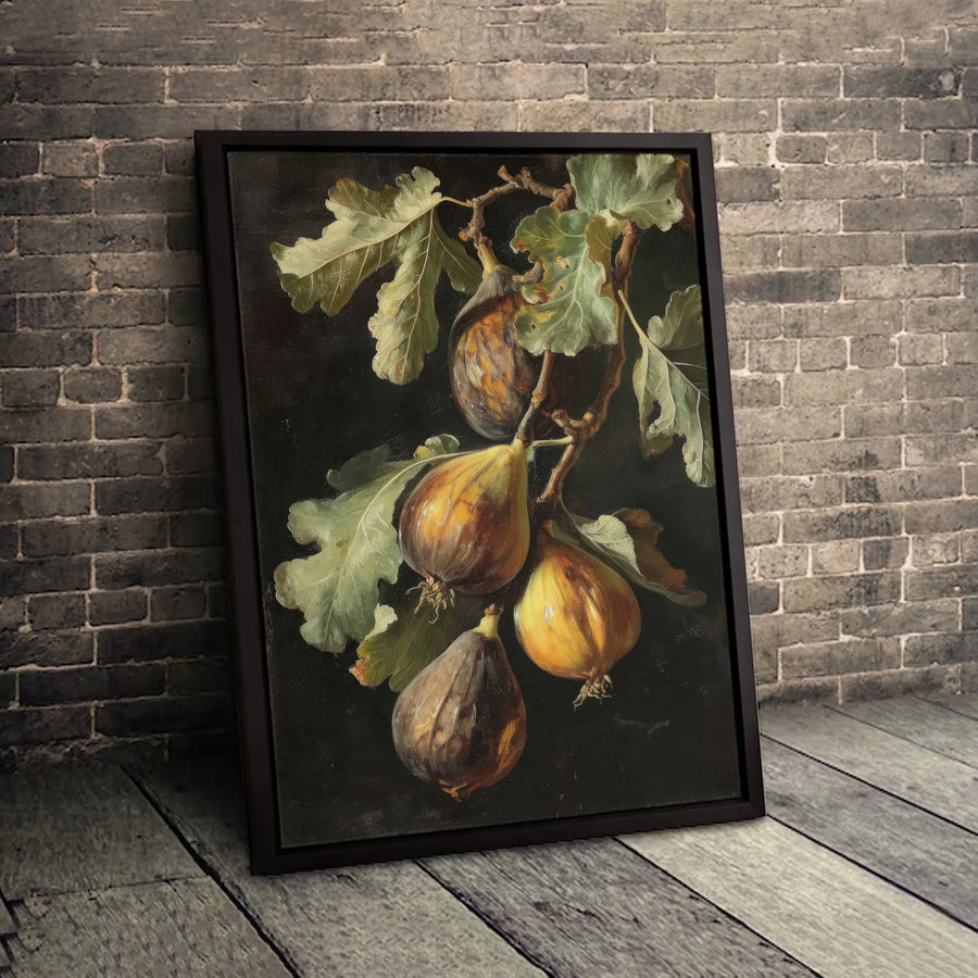 Still Life Fig Painting Canvas | Botanical Fruit Wall Art | Premium Gallery Wrapped Print | Vintage Kitchen & Dining Room Decor Gift