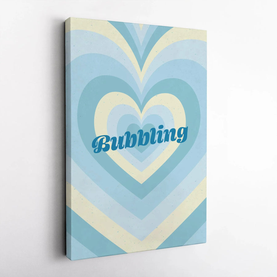Bubbling Heart Wall Art | Retro Concentric Blue Aesthetic Canvas Print | Premium Fade-Resistant Decor | Modern Home Gift for Her